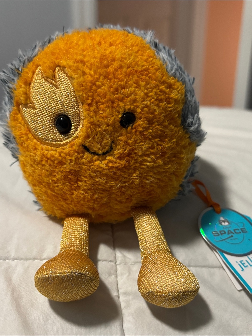 ☄️ Jellycat Amuseables Gild & Gray Fuzzy Space Comet ☄️ Plush Ball